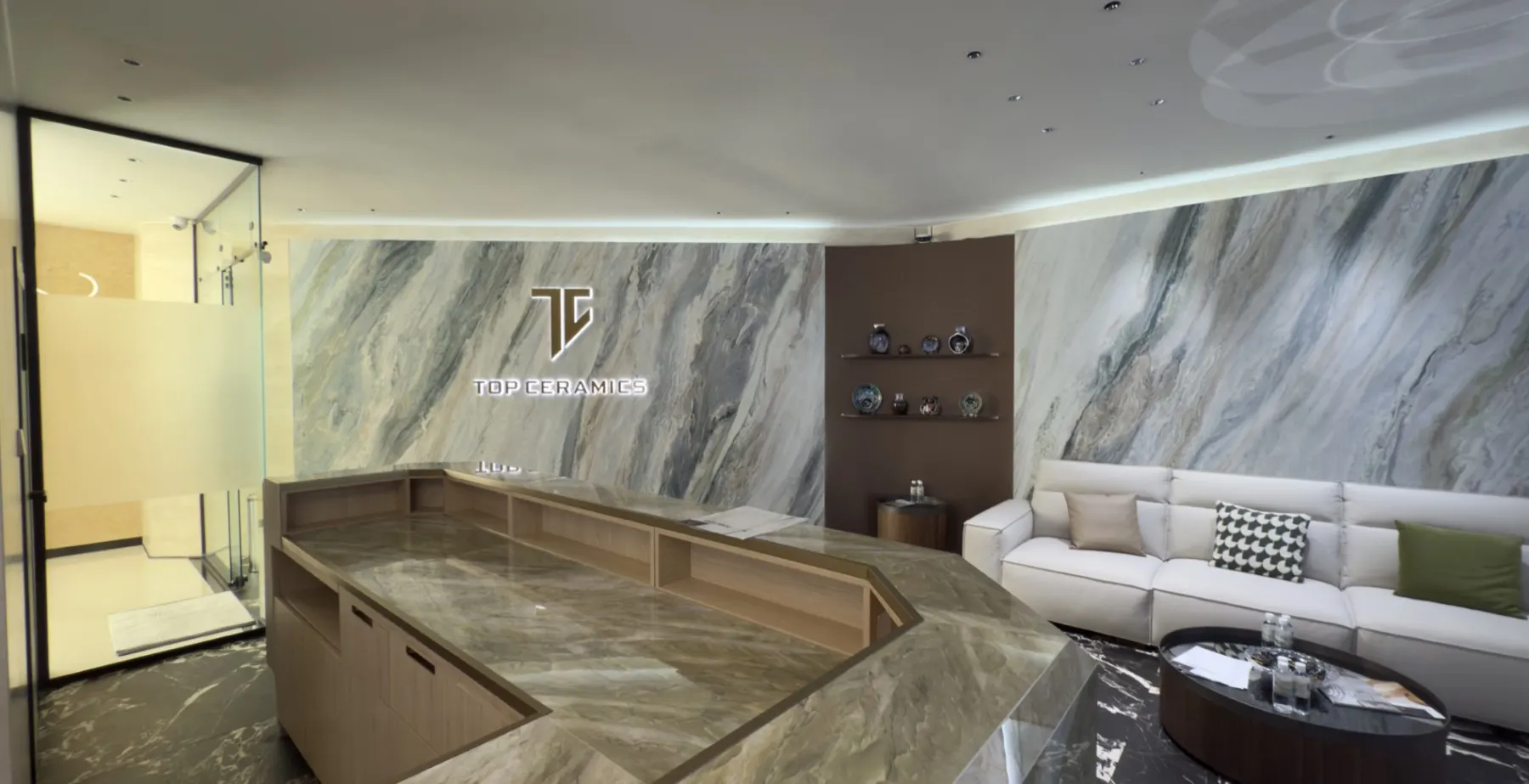 Large-format slabs in the showroom